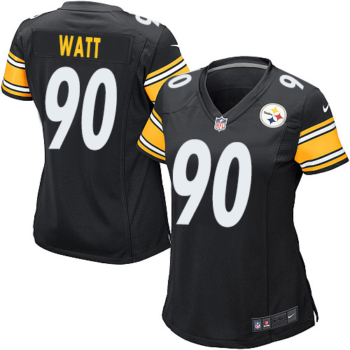 Nike Steelers #90 T. J. Watt Black Team Color Women's Stitched NFL Elite Jersey